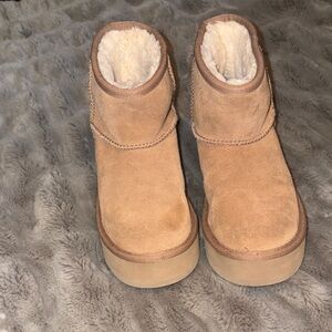 UGG Tan Suede Boots with Cream Shearling